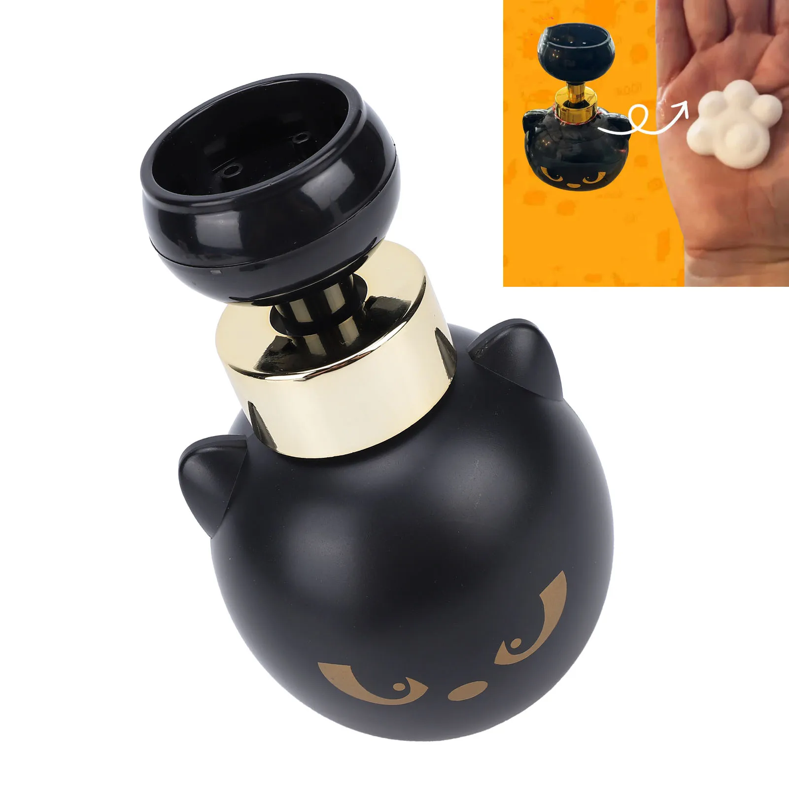 Cute Cat Paw Foam Soap Dispenser Refillable Foaming Pump Bottle Creates Paw Shaped Foam for Bathroom Kitchen Black