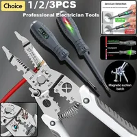 1/2/3pcs Professional Electricians Tester Pen Cable Stripping Multifunction Pliers Screwdriver Wireman Maintenance Tool