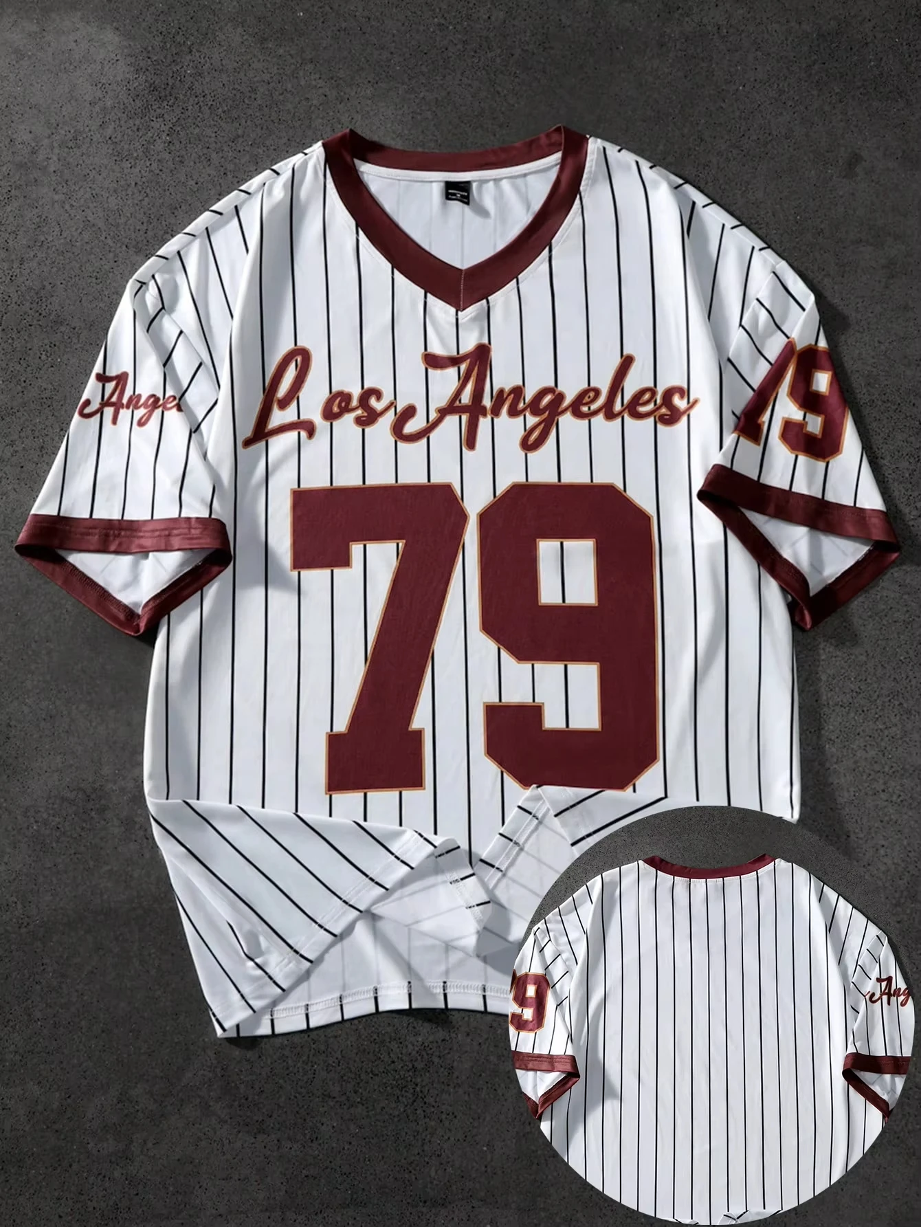 

Motorcycle quick-drying Men's College Print V-Neck Black Short Sleeve Shirt Retro Fashion Baseball Style Sweatshirt