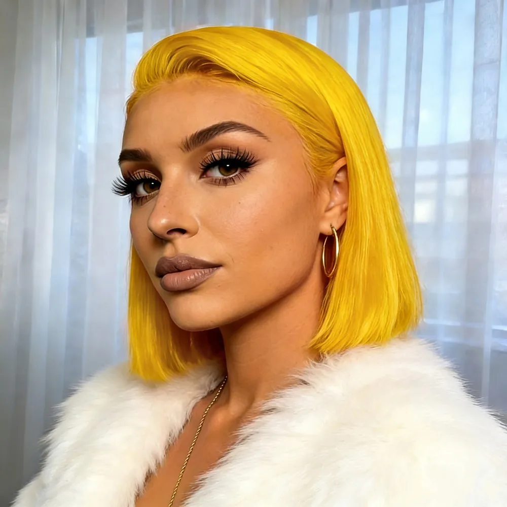 

Парик из натуральных волос Bob, 10 дюймов, короткий прямой парик из натуральных волос, зеленый, желтый, черный, зеленый цвет, парик Bob из натуральных волос, плотность 150%