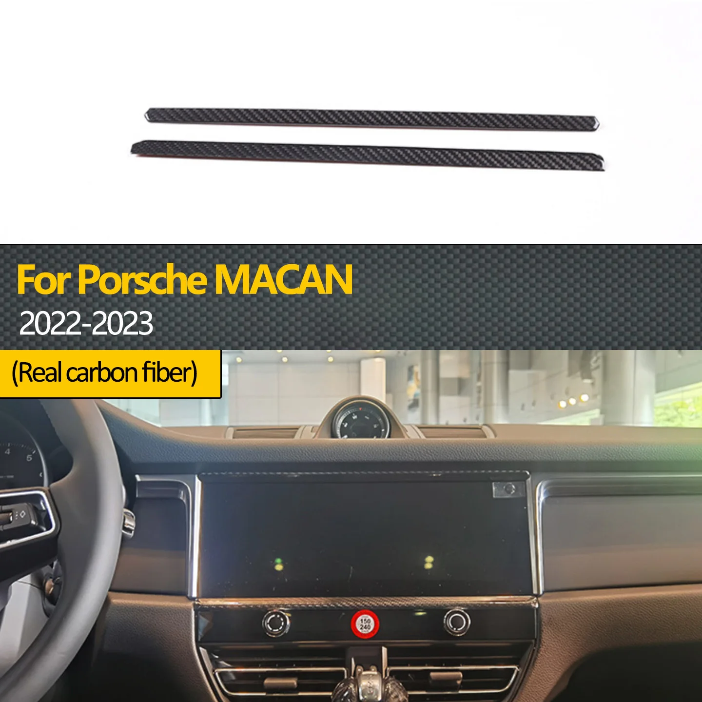 Suitable for Porsche Macan 2022-2023 Genuine Carbon Fiber Car Dashboard Passenger Side Trim Bright Carbon