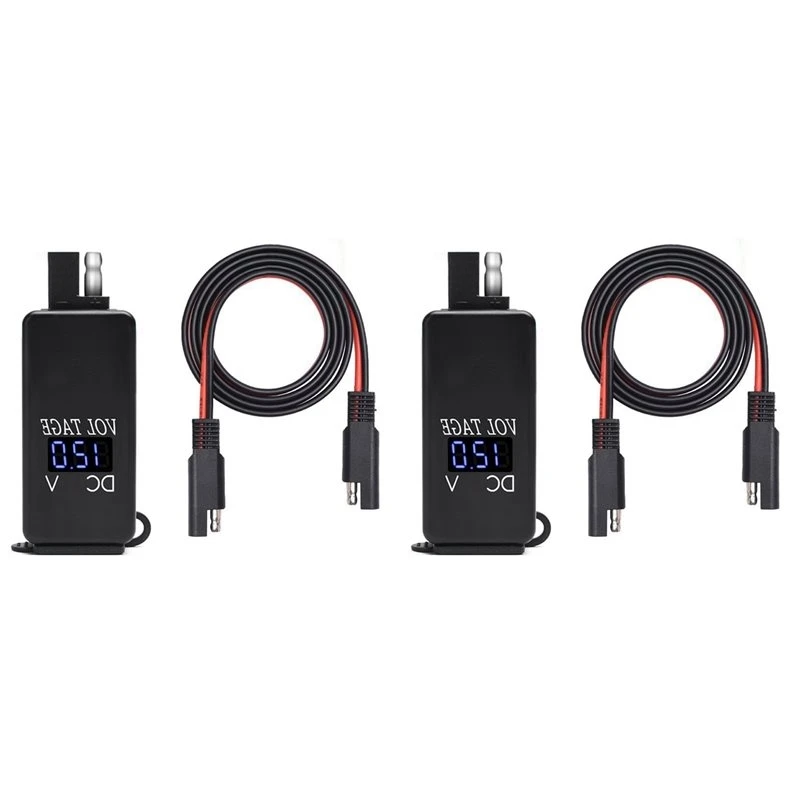2X SAE To USB Adapter With Voltmeter Motorcycle Quick Disconnect Plug With Waterproof Dual USB Charger For Smart Phone