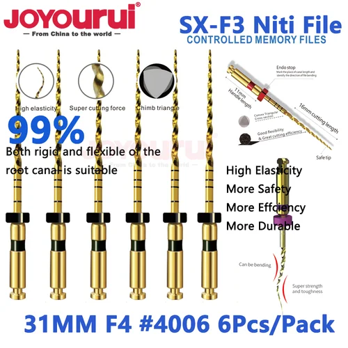 Imagen 2 del producto Limas de Conducto Radicular Activadas por Calor, Super Lima Azul F4 F5 SX-F3 25mm, Herramientas Dentales, Se Pueden Doblar, Preparación de Tratamiento de Conducto Radicular