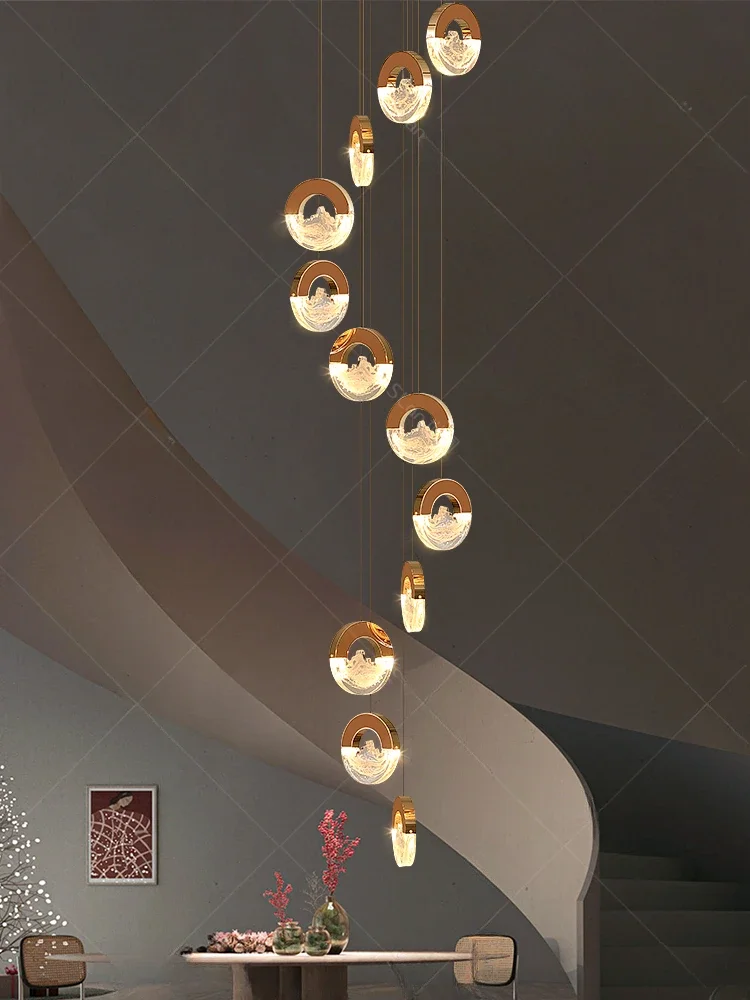 

Shilan Modern Light Luxury Villa Staircase Chandelier Long Chandelier 2024 New Loft Apartment Stairwell Crystal Chandelier