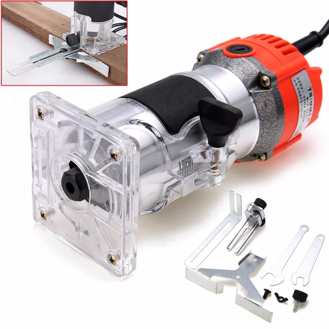 New 800W 220V Wood Trim Router 6.35mm Collect Diameter Electric Hand Trimmer Woodworking Laminate Palm Router Joiner Tool