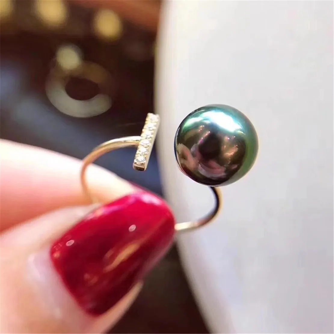

S925 Silver Sterling Ring Inlaid Zirconia Half Hole Pearl Ring Base Resizable Design DIY Handmade Fine Jewelry Ring Accessories