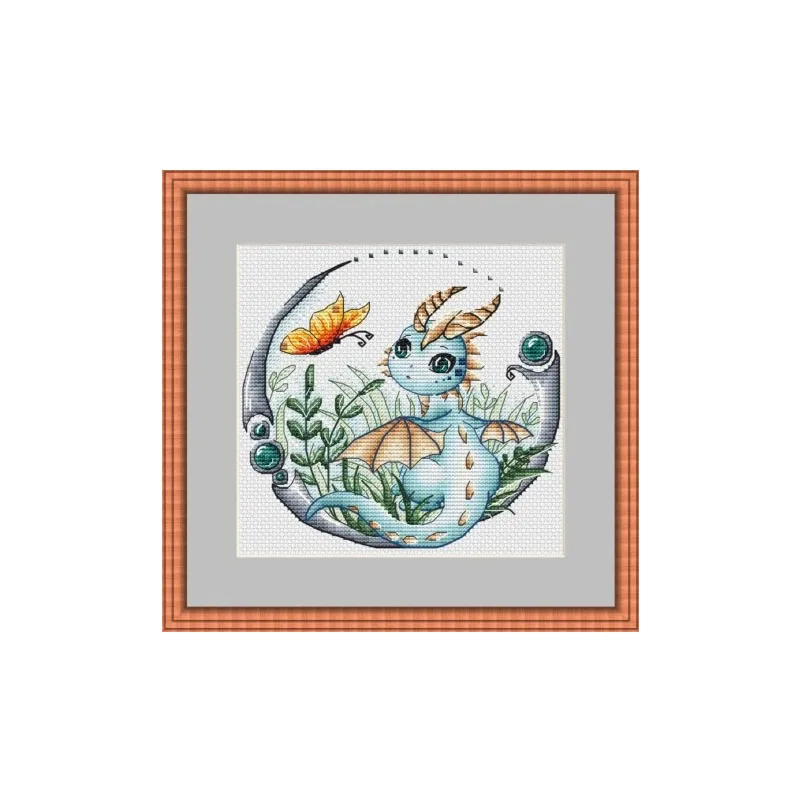 butterfly and little flying dragon 26-25 cross stitch kit  aida fabric 18ct 14ct  canvas cotton thread embroidery kits craft set