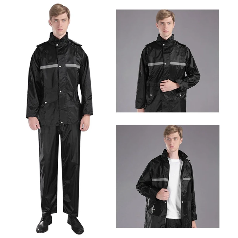 

Thickened PVC Split Waterproof Raincoat For Men's Motorcycle Impermeable Rain Jacket Pants Suit Protective Rainwear