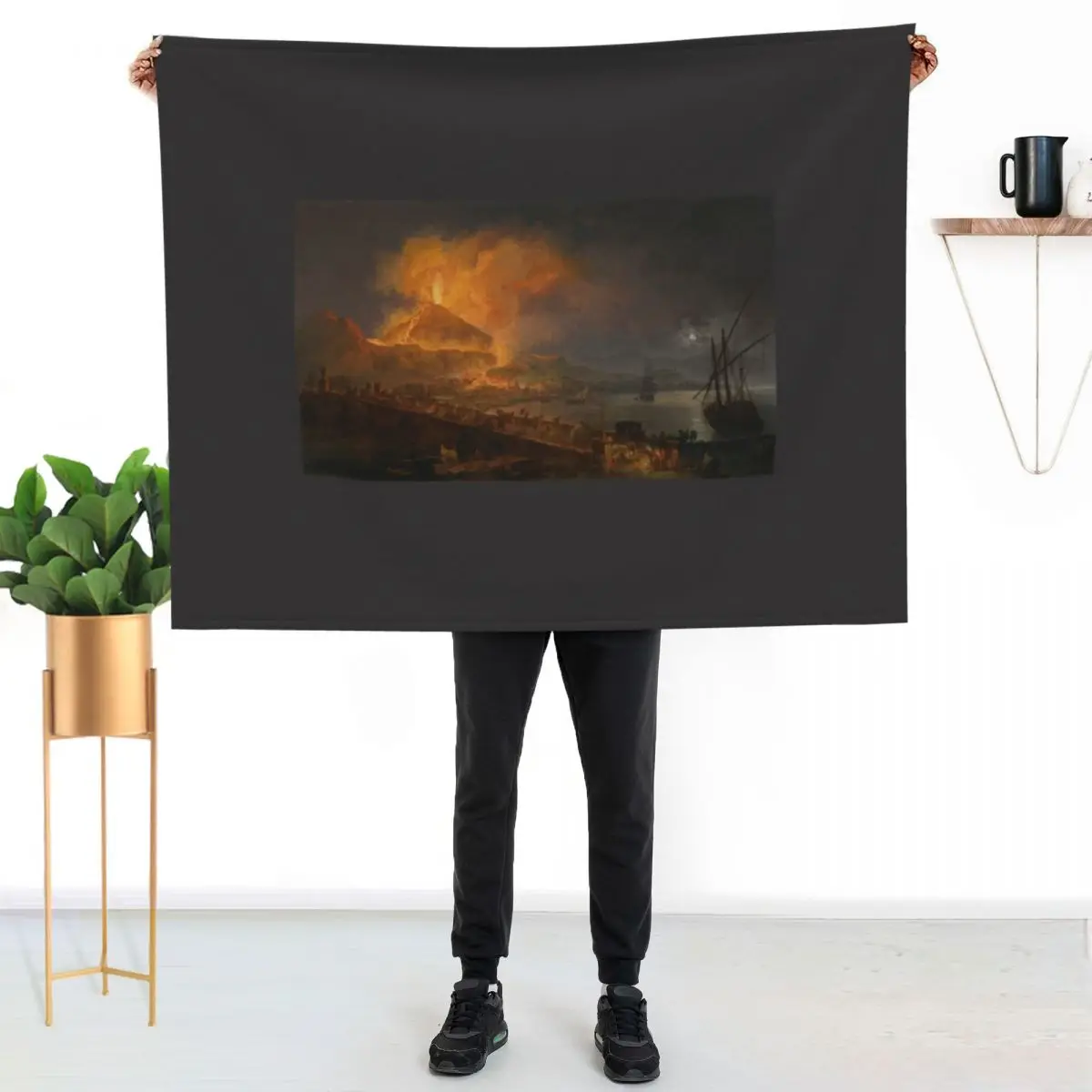 

Pierre-Jacques Volaire - The Eruption of Mt. Vesuvius Throw Blanket Compact Warm Blanket for Car Road Trip