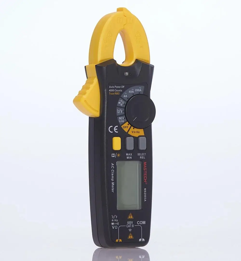 Mastech MS2003A Clamp Meter Digital Multimeter AC Current 6000 Counts Ammeter Voltage Tester Car Amp Hz Capacitance NCV Ohm Test