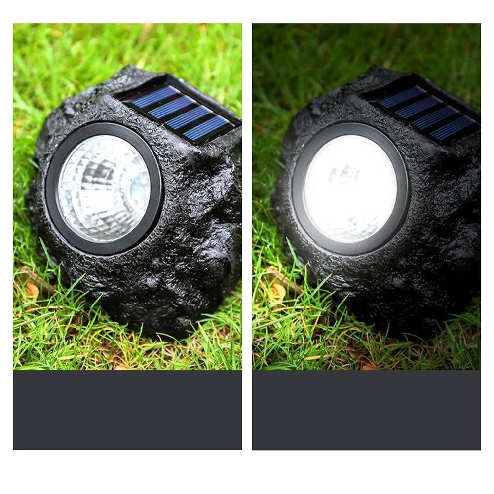 Imagem -03 - Outdoor Solar Led Spotlights Simulação de Pedra Lawn Lamps Luzes Impermeáveis Decoração da Paisagem Iluminação Ip65