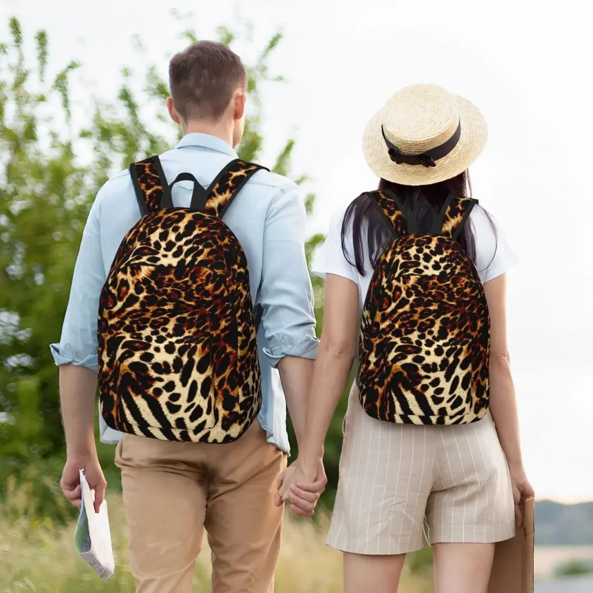 Mochila de tigre de Arte Fino de leopardo para guardería, estudiante de escuela primaria, bolsas de libros de jungla de piel abstracta, mochila de lona para niño y niña