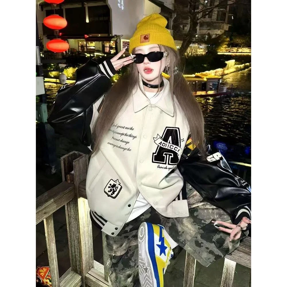 

Loose Casual Collar Jacket Women's Design Sensation Korean Style Top Autumn Winter New Arrival Polyester Fiber Long Sleeve