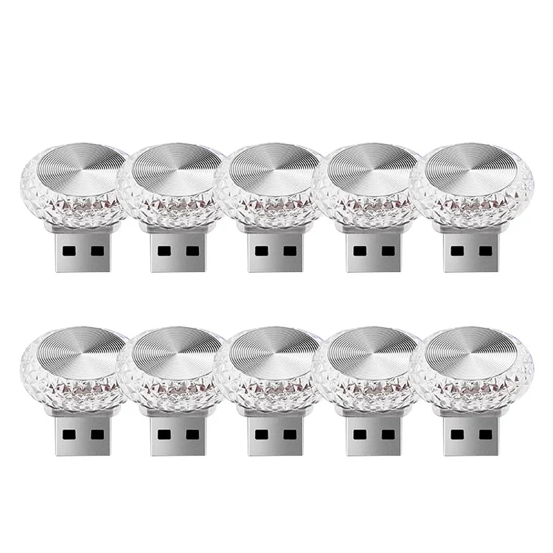 

10X Car USB Ambient Light Mini LED Interior Decorative Lamp For Party DJ Vehicle Universal Auto