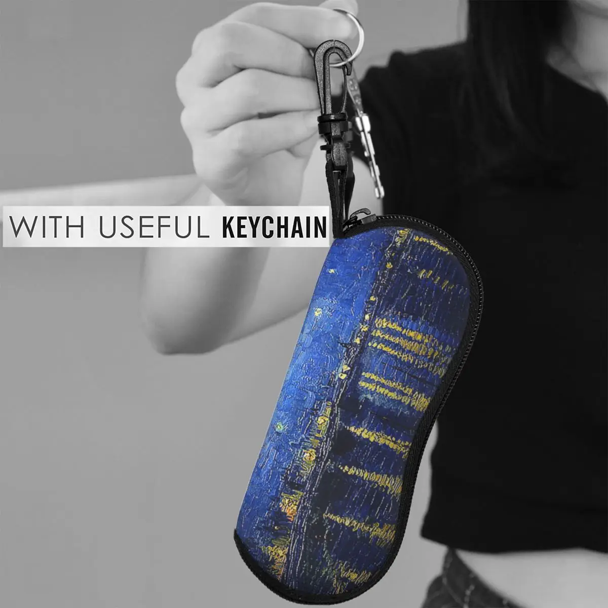 ゴッホシェルメガネケースプロテクターサングラスボックス女性男性ソフト眼鏡バッグポーチ