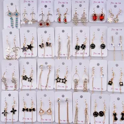 10Pairs/Lot New Korean Fashion Shiny Pearl Geometric Tassel Hook Earrings For Women Long Dangle Pendants Mix Style Jewelry Gift