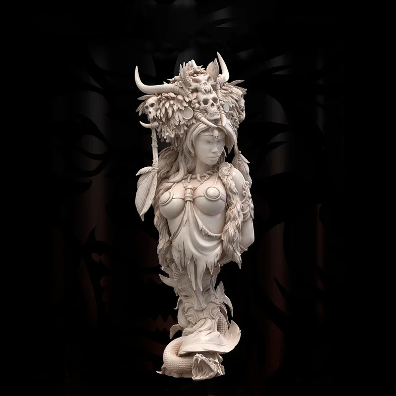 

1/9 Resin Bust Model Witch Figurine White Mold 3d Printed Model Toy Unassembled And Unpainted Kit White Mold Enthusiast