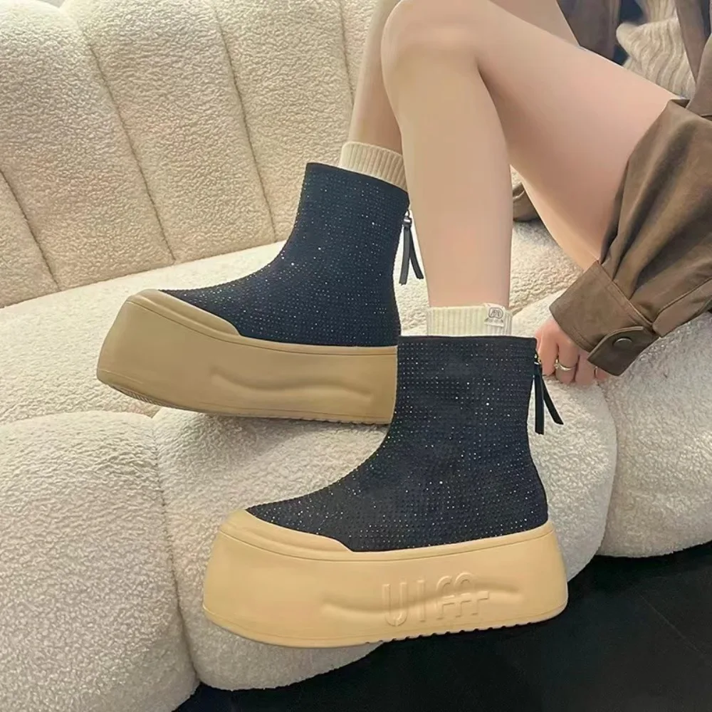 الفاخرة حجر الراين امرأة الجوارب منصة الموضة أفخم الدفء المرأة أحذية الشتاء إيفا خفيفة الوزن الراحة الأحذية 2025 امرأة #5