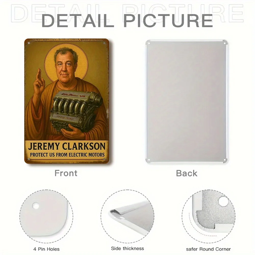 1pc Vintage Jeremy Clarkson Racing Car Metal Poster - Heavy-Duty Garage Decor with Top Gear Inspired Design image 5