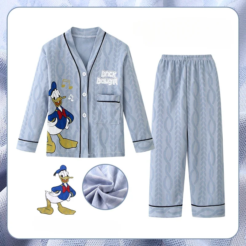 Disney Star Dailu Spring and Autumn New Children's Pajamas Anime Cartoon Long Sleeve Donald Duck Cotton Loungewear