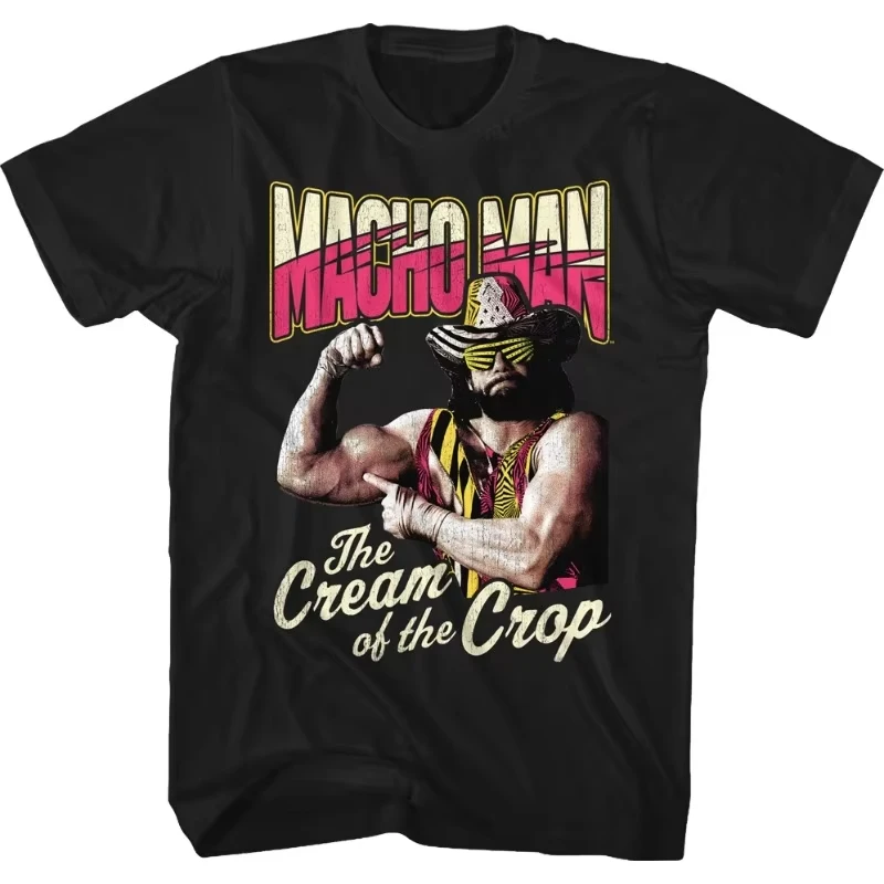 Camiseta Retro con Gráfico de Neón de Randy Savage, para Hombre y Mujer, Estilo de los 80, para Fanáticos de la Lucha Libre, Informal, Transpirable, de Algodón