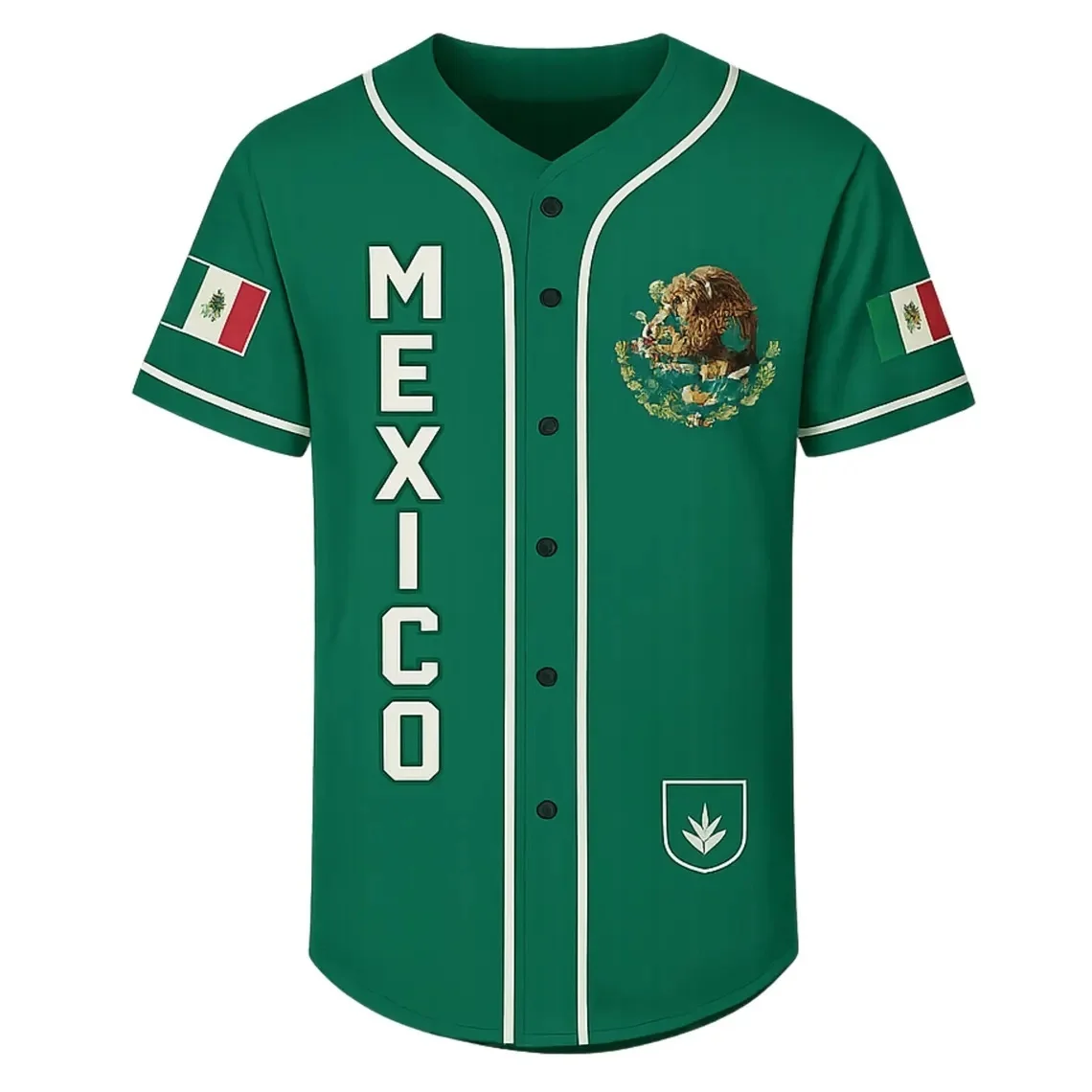 Custom Mexico Baseball Jersey– Personalized Name & Number, Green Flag Crest Map