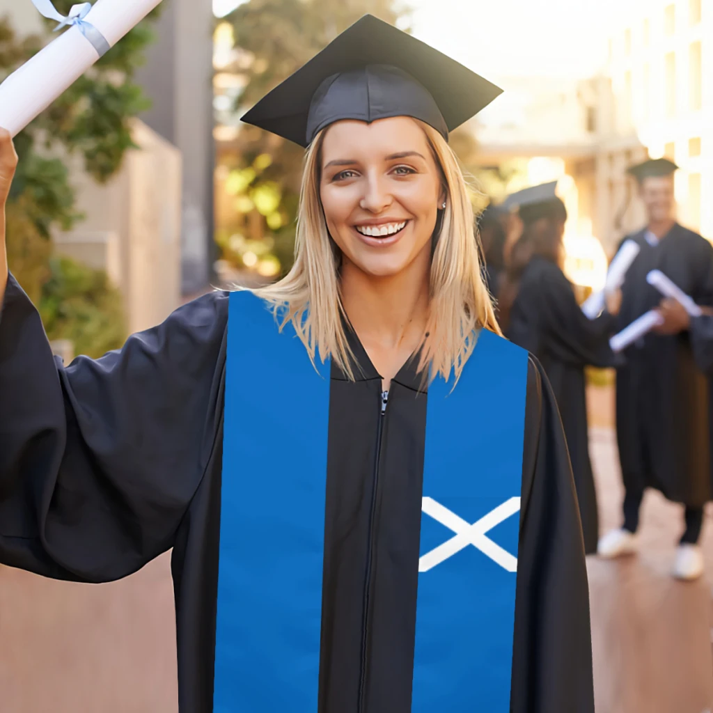 Afstuderen Sash Schotland Vlag Sjaal Gestolen Saffier Blauw Met Ster Streep Bachelor Gown Accessoire Lint 180*14Cm