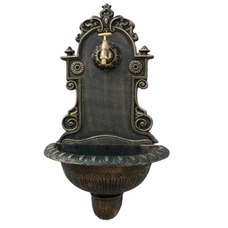 Antique Gold Cast Iron Wall Mounted Hand Sink Farm House Home Garden Decor Heavy Metal Wash Stand Handmade Wall Decor Wash Basin