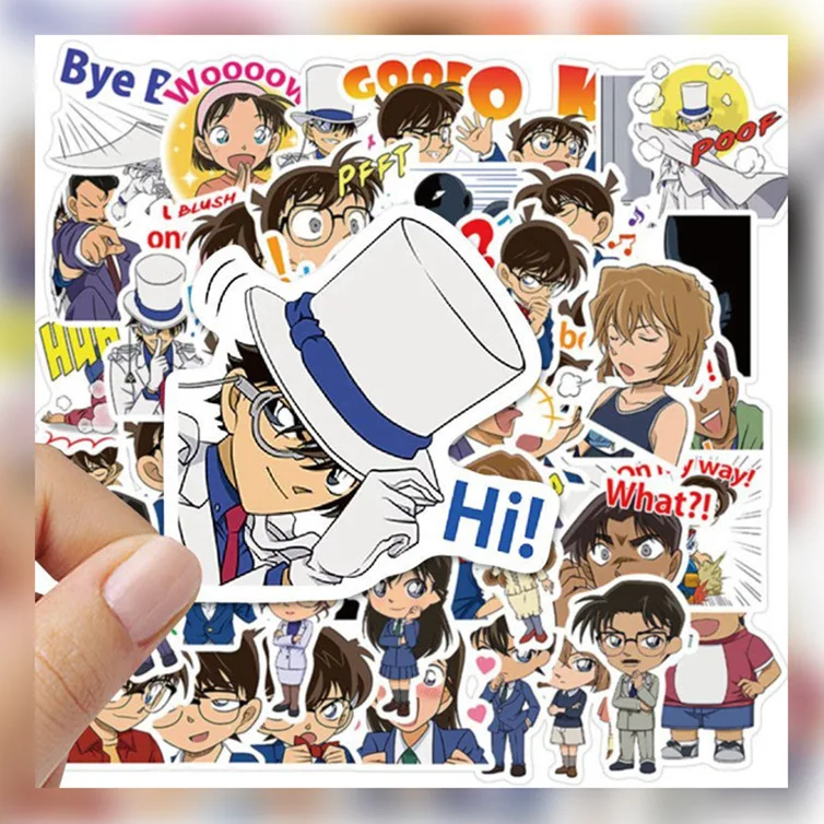 50Pcs Conan Edogawa Anime Stickers Decoration Suitcase Scrapbooking Laptop Phone Stationery Cartoon Detective Manga Kid Sticker