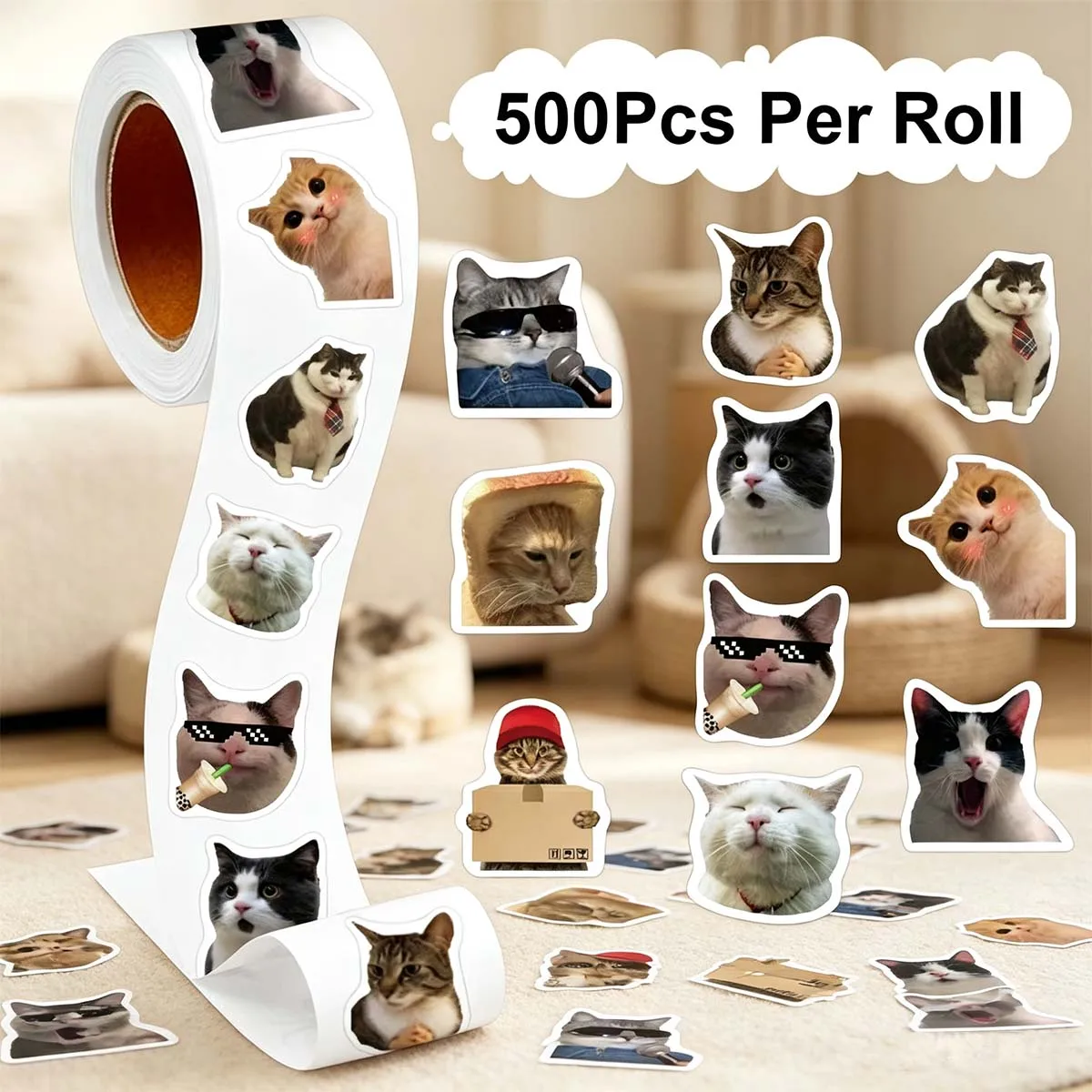 500 Sticker kitten,school/office/home items,multi-scene decorative sticker,Back to School season,Christmas gifts for cat lovers