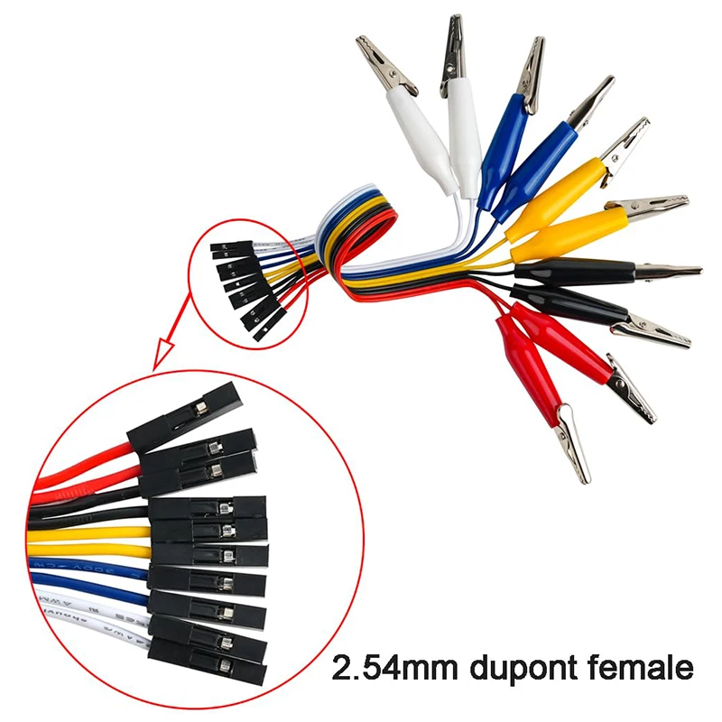 Pince crocodile à 10 broches vers planche à pain, câble Dupont, câble de Test mâle femelle de 20cm pour bande LED Arduino Microbit Nano