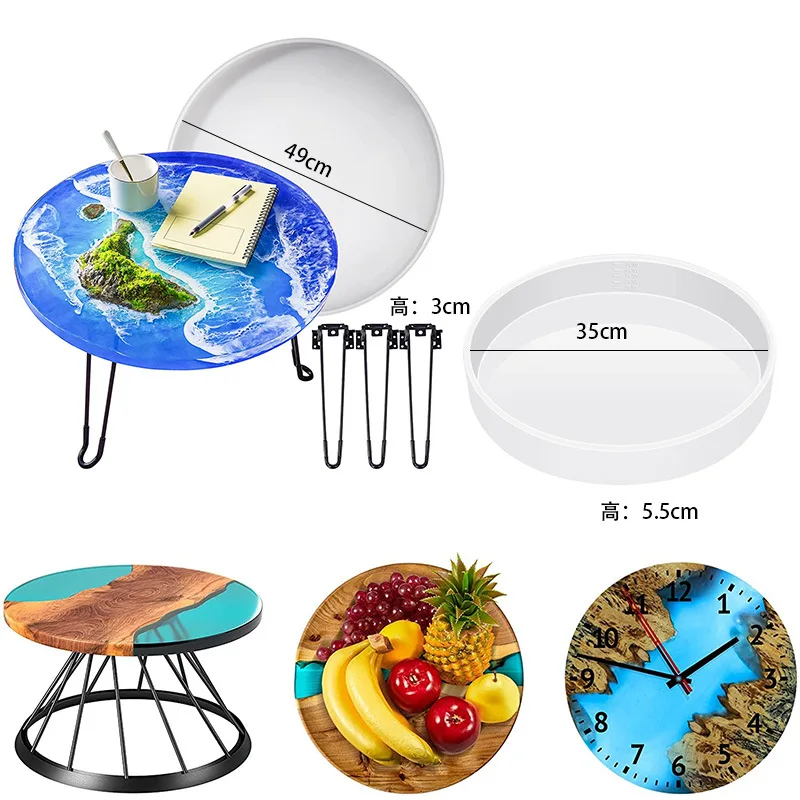 60cm Ocean Round rectangle Table Resin Mold Oversize Round Table Ornaments River Table Silicone Mold Resin Casting Making Mould