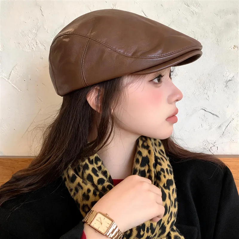 Retro Black Beret Hat Women's Autumn Winter Small Face Big Head Circumference Versatile Backward Wearing Fashionable Capsule