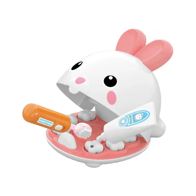 Coniglio Dentista Giochi di imitazione Set Bambini carini Giocattoli Montessori per la ragazza Controlla i denti Modello Dottore Gioco di ruolo Giocattolo di apprendimento per bambini