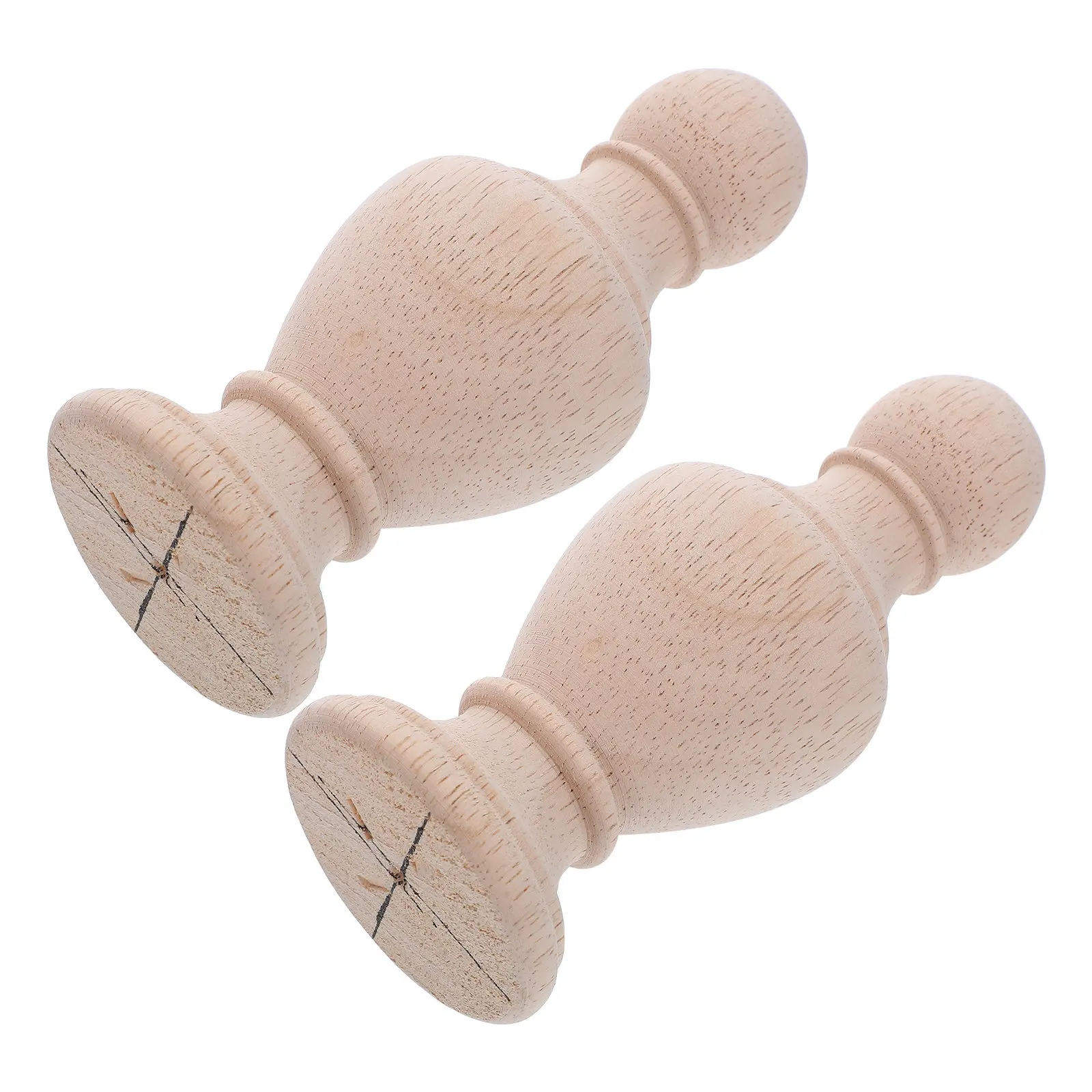 

2Pcs Staircase Post Finials European Style Carved Wood Round Hourglass Design Decorative Wood Finial Ends for Staircase