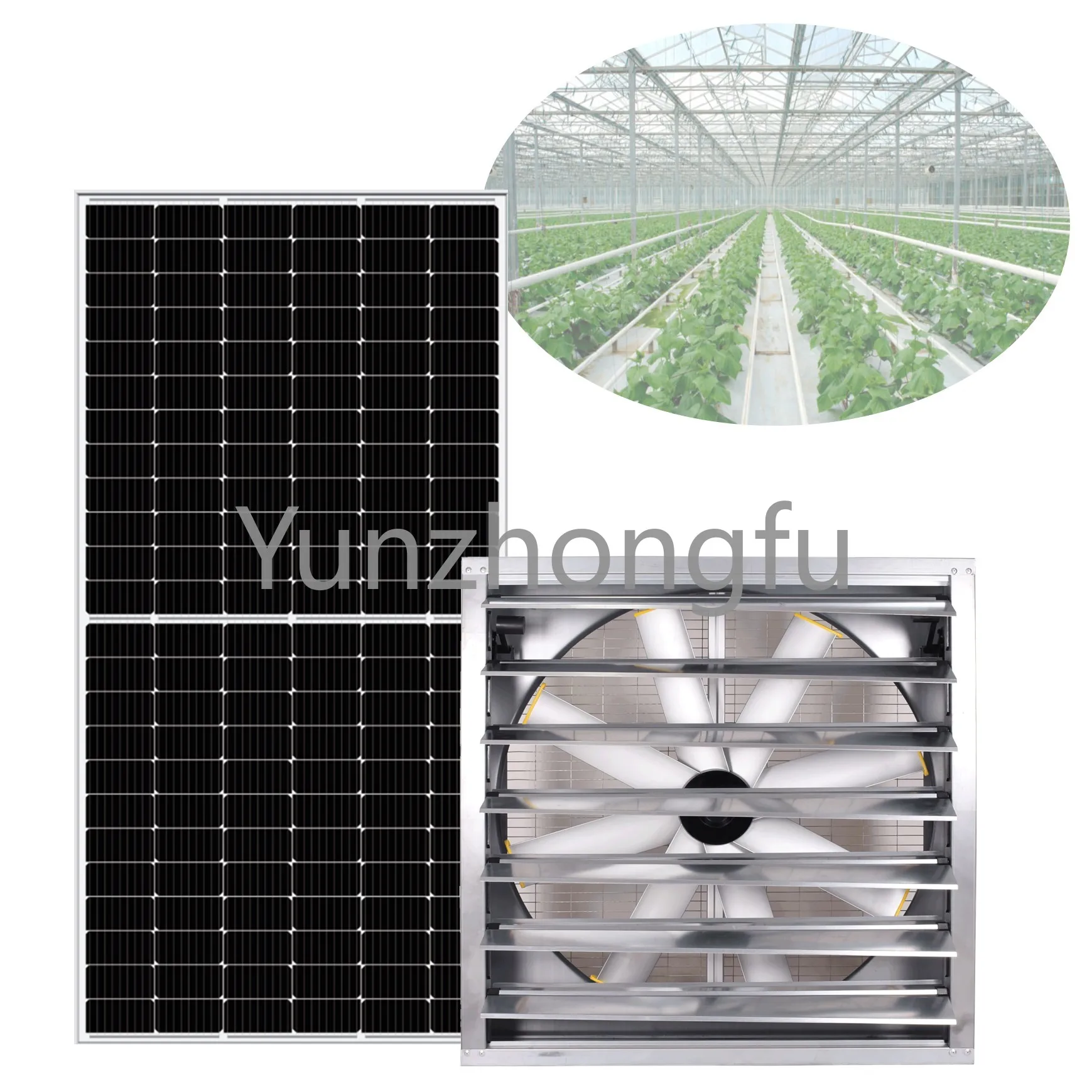 

Solar Wall Mounted Exhaust Fan Agricultural Air Evaporator Fan Used with Cooling Pad Smart Solar Fan System for Greenhouse