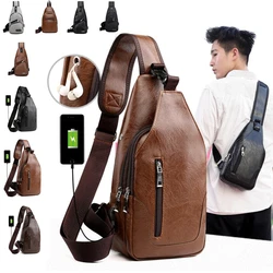 Male USB Charging Shoulder Crossbody Chest Bag For Men Anti Theft Chest Waist Pack Trip Messenger Bags Single Strap Back Bag