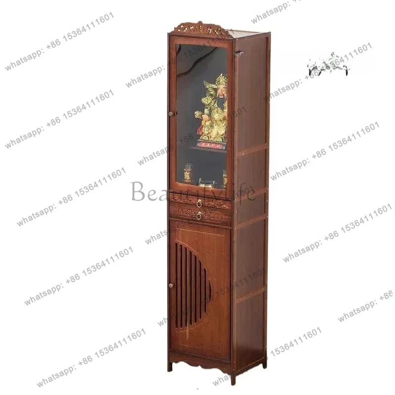 

FG28Medieval style solid wood shrine offering table incense case home Bodhisattva Buddha statue cabinet