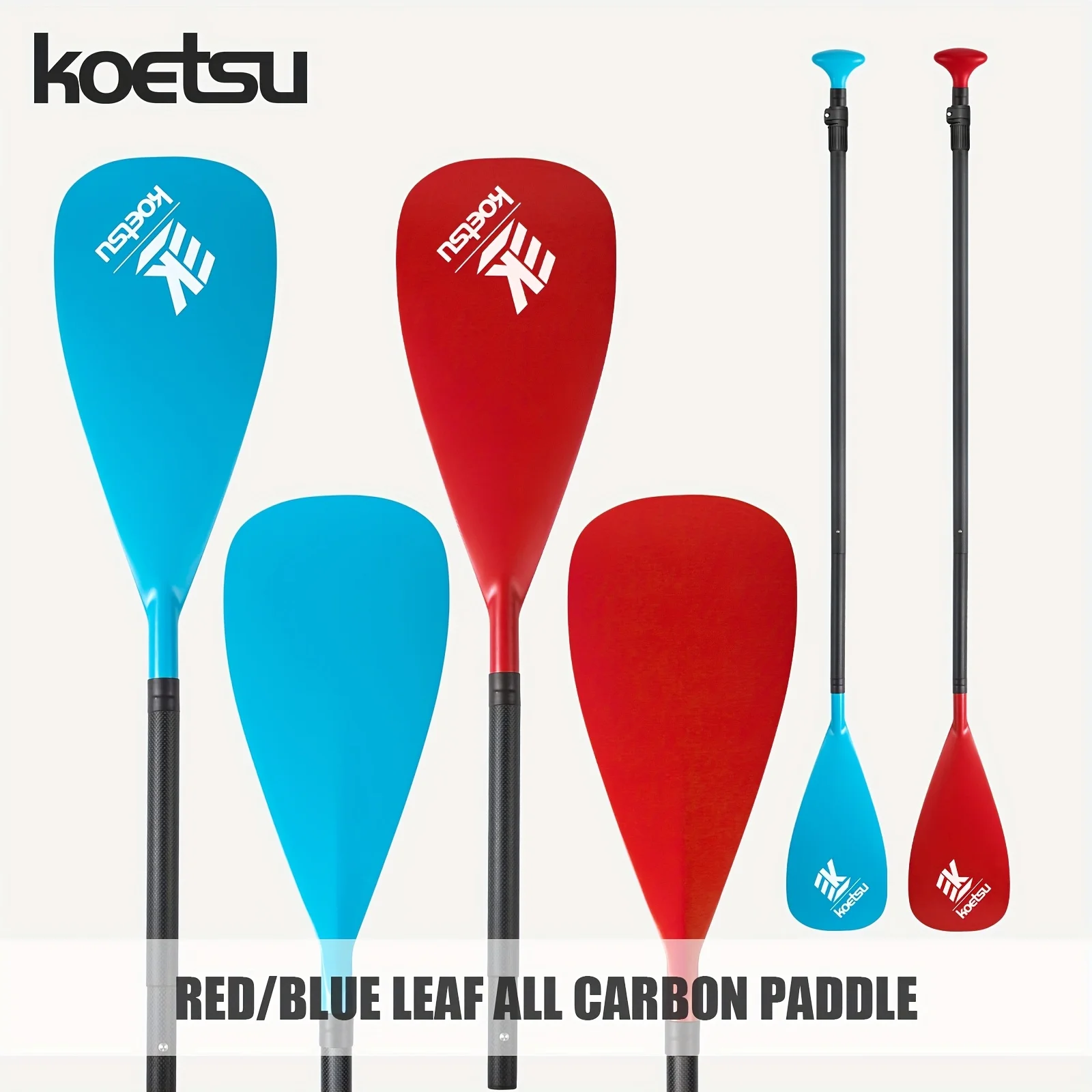 

KOETSU red or blue all carbon fiber paddle, detachable three section SUP carbon fiber paddle,