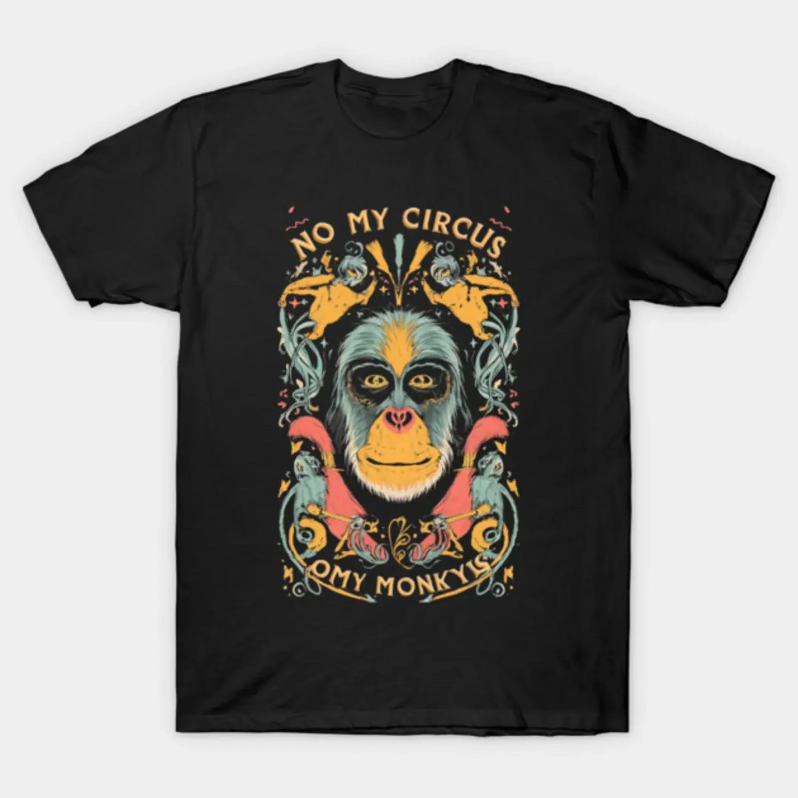 Not My Circus Monkeys funny sarcastic messages sayings and quotes T Shirt vintage Washed Top For Everyday Wear Unisex Casual
