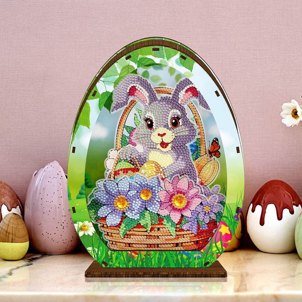 

Wooden Diamond Painting Lamp Easter Egg Rabbit Special Shaped Crystal Drawing Bedside Night Light Diamond Painting Night Light