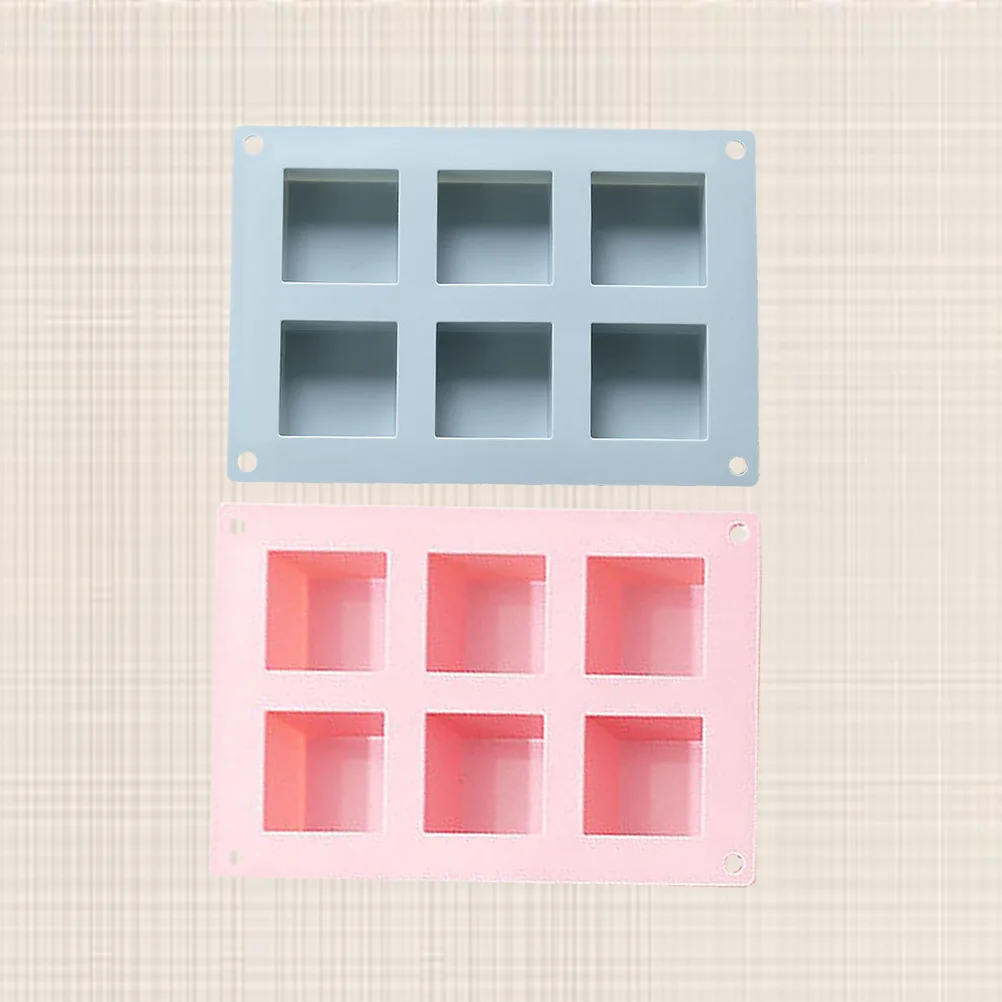 

2pcs Square Diy Soap Mold 6-Cavity Silicone Tool For Chocolate Cake Brownie Cheesecake Pudding Making Microwave Oven
