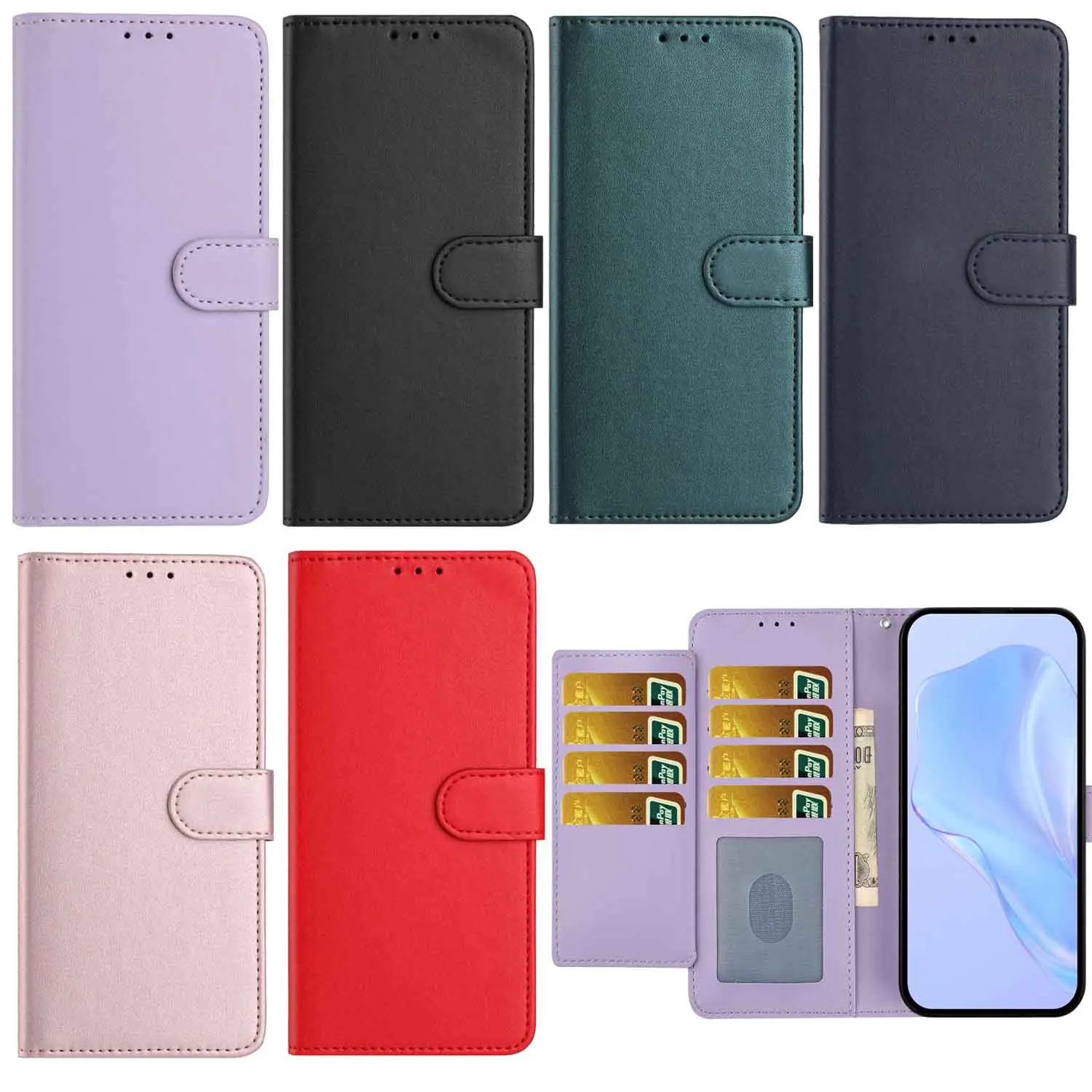 حافظة لهاتف Funda Xiaomi Redmi Note 14 13 Pro Plus Note 12 11 10 9 12S 11S 10S 8T حافظات هاتف جلدية غطاء خلفي حامل بطاقة