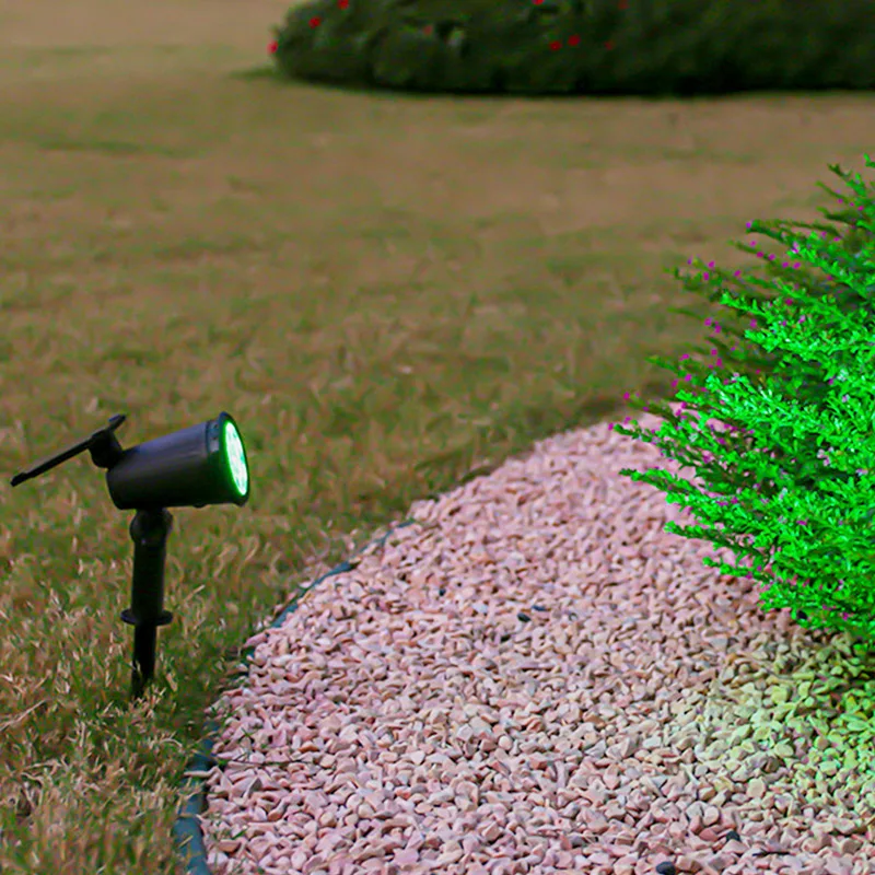 9 LED Solar Spotlights Outdoor, 3 Light Options White/Warm White/RGB Color Changing, Solar Landscape Light, Ground Stake Wall