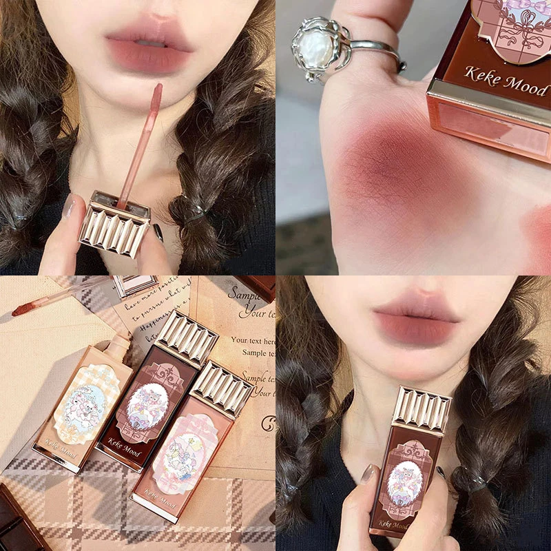 Schokolade Lippen glasur Samt matt Nebel Lippenstift Milch tee Farbe Befeuchtung dauerhafte Antihaft-Tasse Lip gloss 2024 koreanische Kosmetik