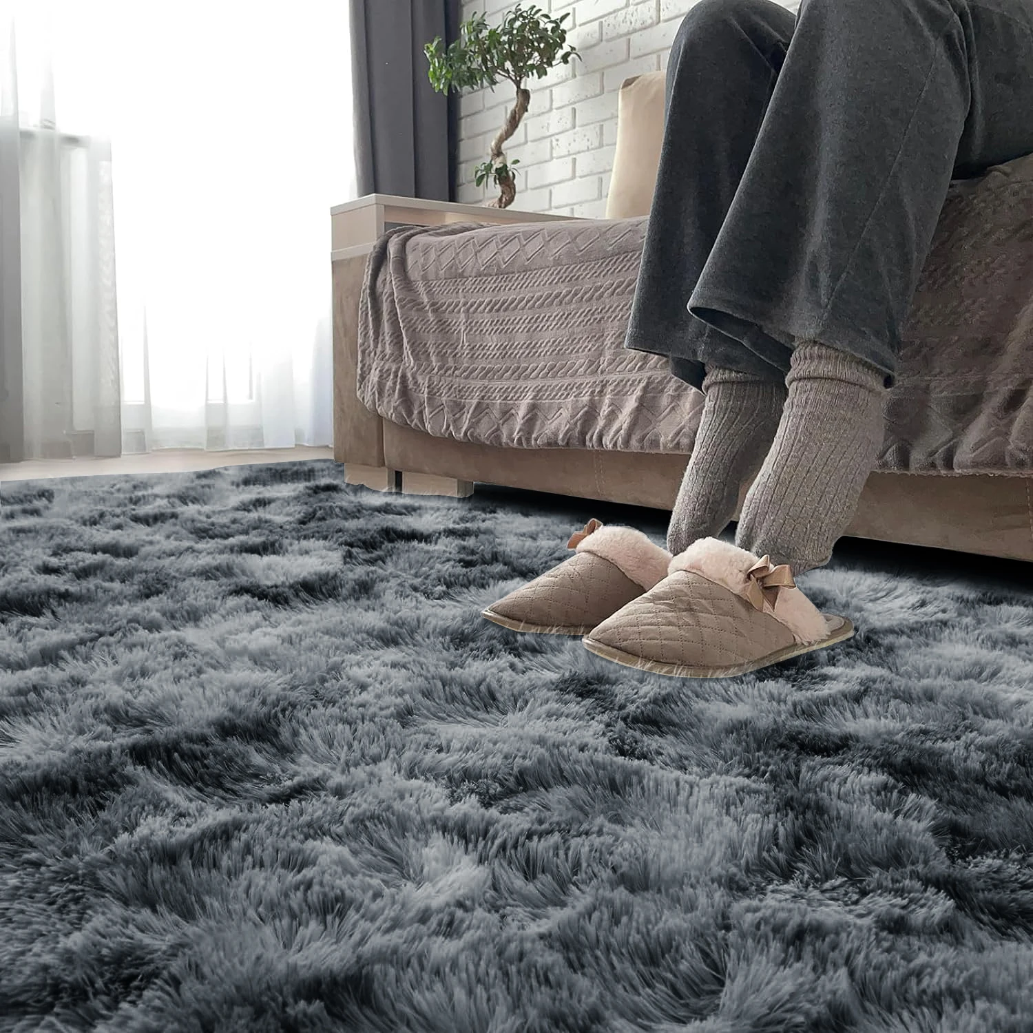Teppiche, 160 x 230 cm, 120 x 160 cm, weiche, flauschige Teppiche für Schlafzimmer, Wohnzimmer, Wohnheim, Kinderzimmer, waschbarer Teppich, rutschfester, zotteliger Teppich – Detail 6