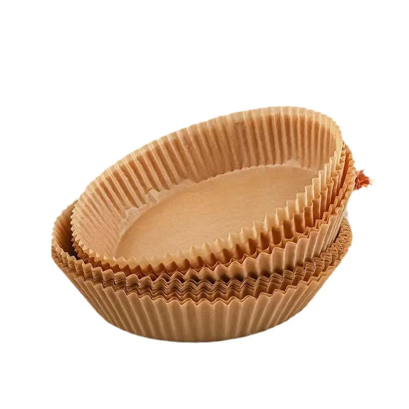 100 Uds. Papel pergamino redondo de 16/20cm, revestimientos para freidora de aire, hojas de papel antiadherentes para hornear, a prueba de grasa para cocinar, horno, microondas