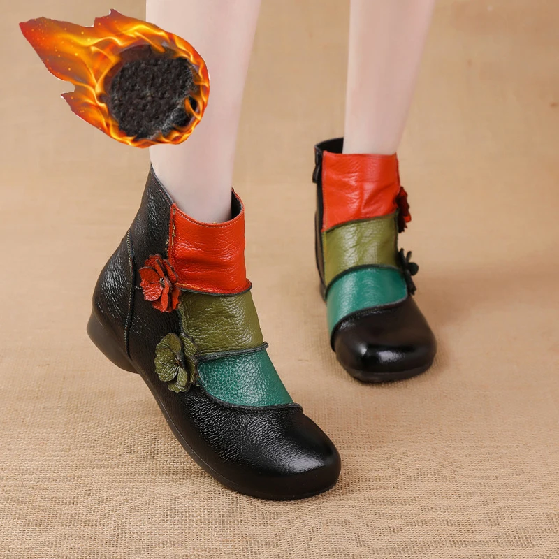 Neue Damen-Schneestiefel mit niedrigem Absatz, Markenschuhe, Winter-Knöchelstiefel zum Überziehen, warme Plüschschuhe für Damen, luxuriöse Damenmode, breite Stiefeletten – Detail 29
