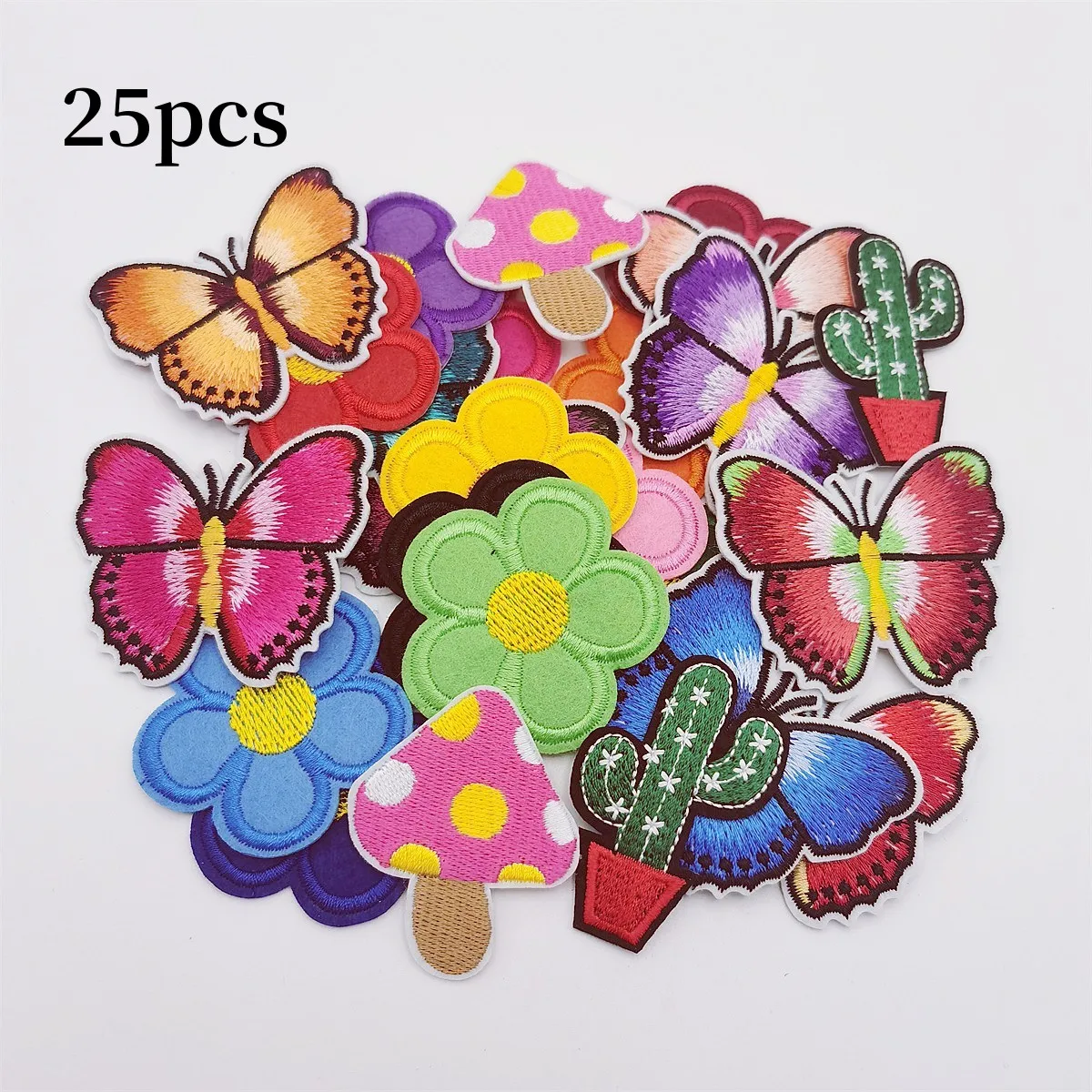 Exclusive Pack Embroideried Iron On Patches Daisy Sunflower Bee Butterfly Animal Applique Repair For Jeans Hats Bags Decoration