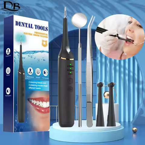Electric Sonic Dental Calculus Scaler Teeth Whitening Kit Portable with LED Oral Care Teeth Tartar Remover Plaque Stains Cleaner